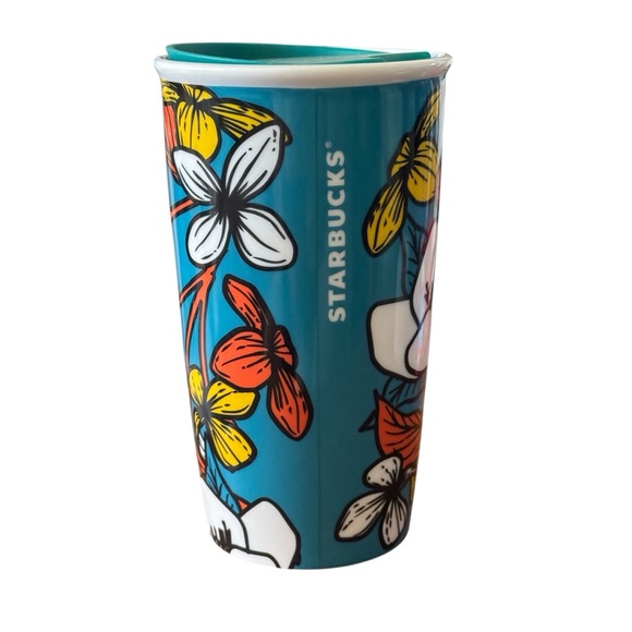 Starbucks Blue Poppy Flower Floral Ceramic Traveler Tumbler Coffee Mug 12 oz - Picture 4 of 7